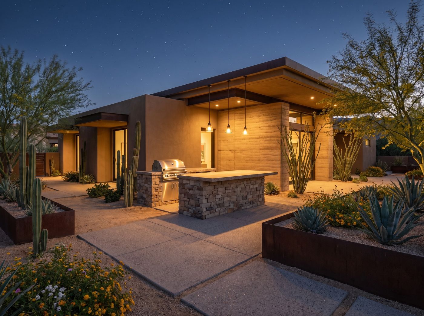 Desert Outdoor Kitchen with Stone Island