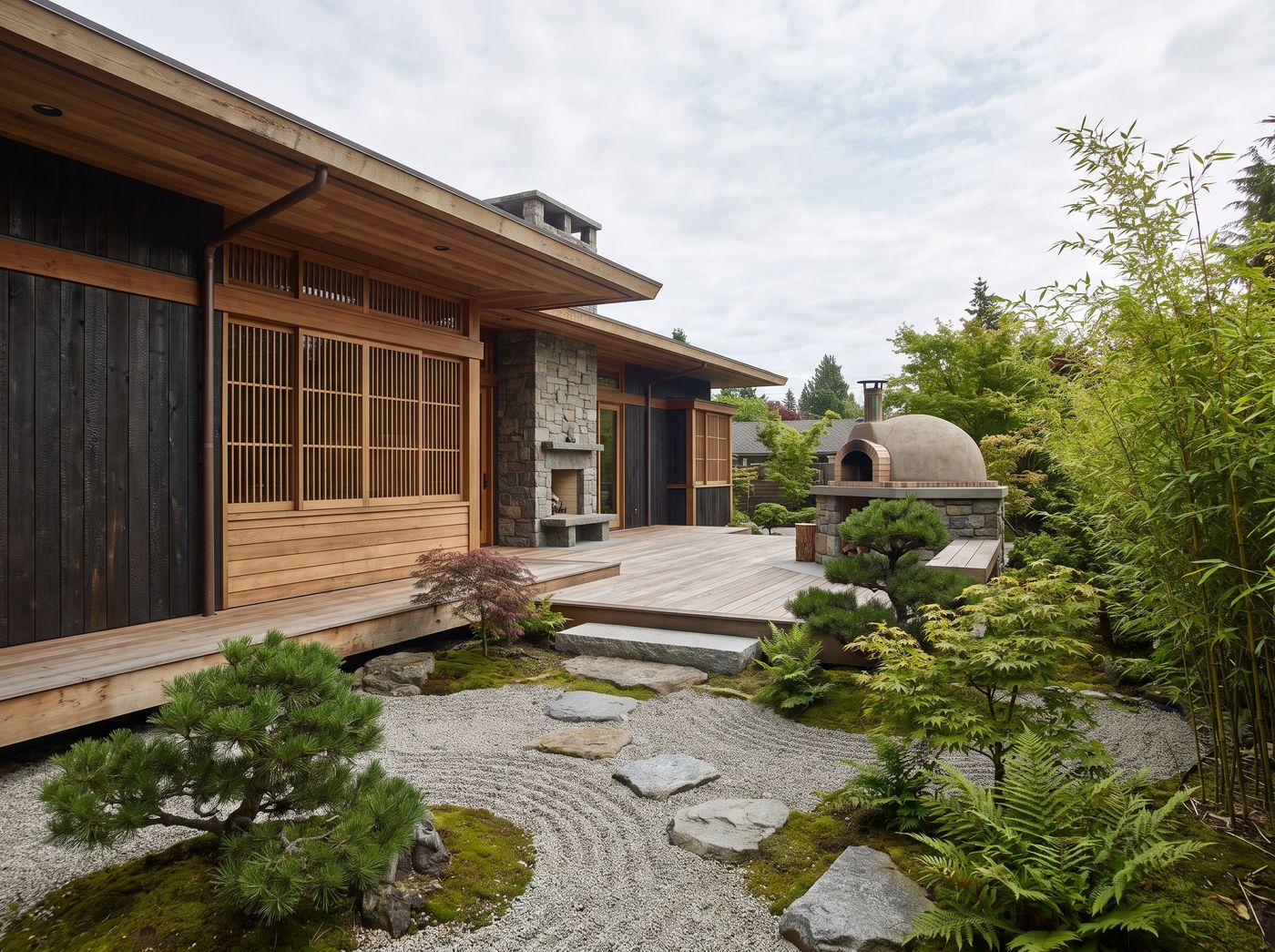 Japanese Deck with Stone Pizza Oven