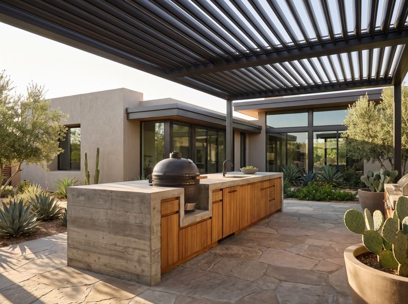 Louvered Roof Over Concrete Island