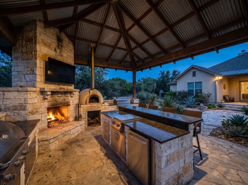 Outdoor Pavilion Kitchen with Pizza Oven