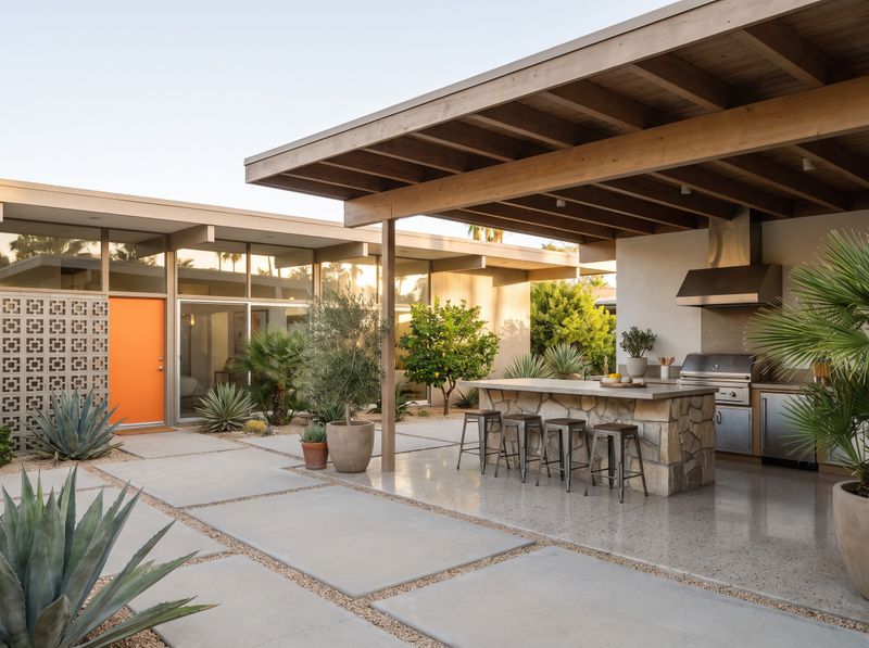Post-and-Beam Outdoor Kitchen with Island