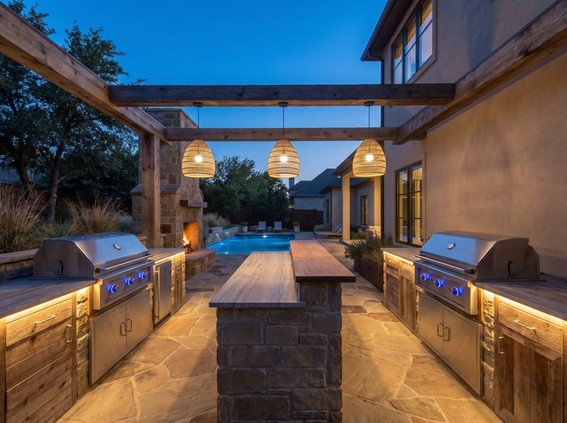 Rustic Outdoor Kitchen with Stone Bar