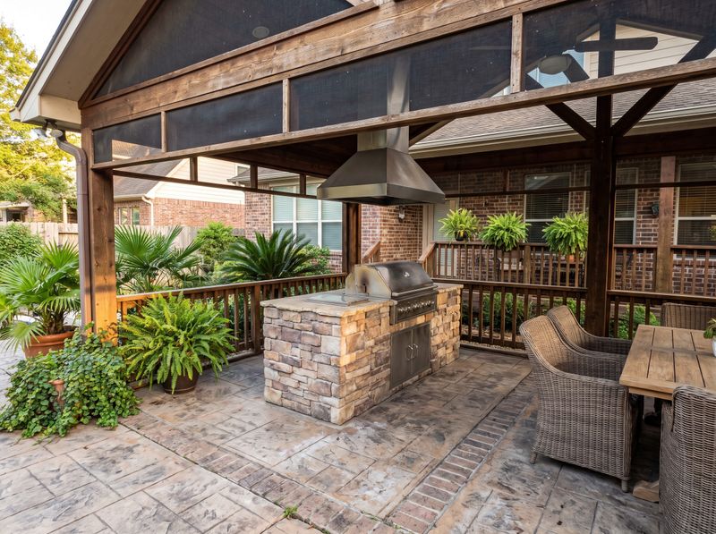 Screened Porch Kitchen with Grill Hood