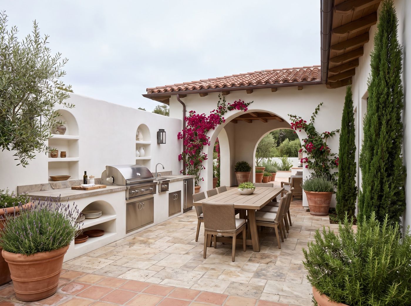 Spanish Revival Courtyard with Grill Station