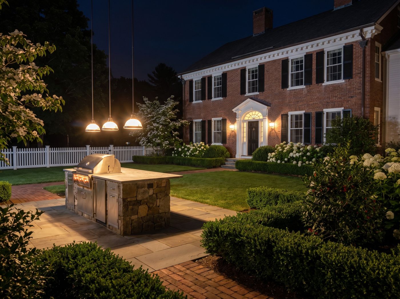 Stone Kitchen Island Under Pendant Lights