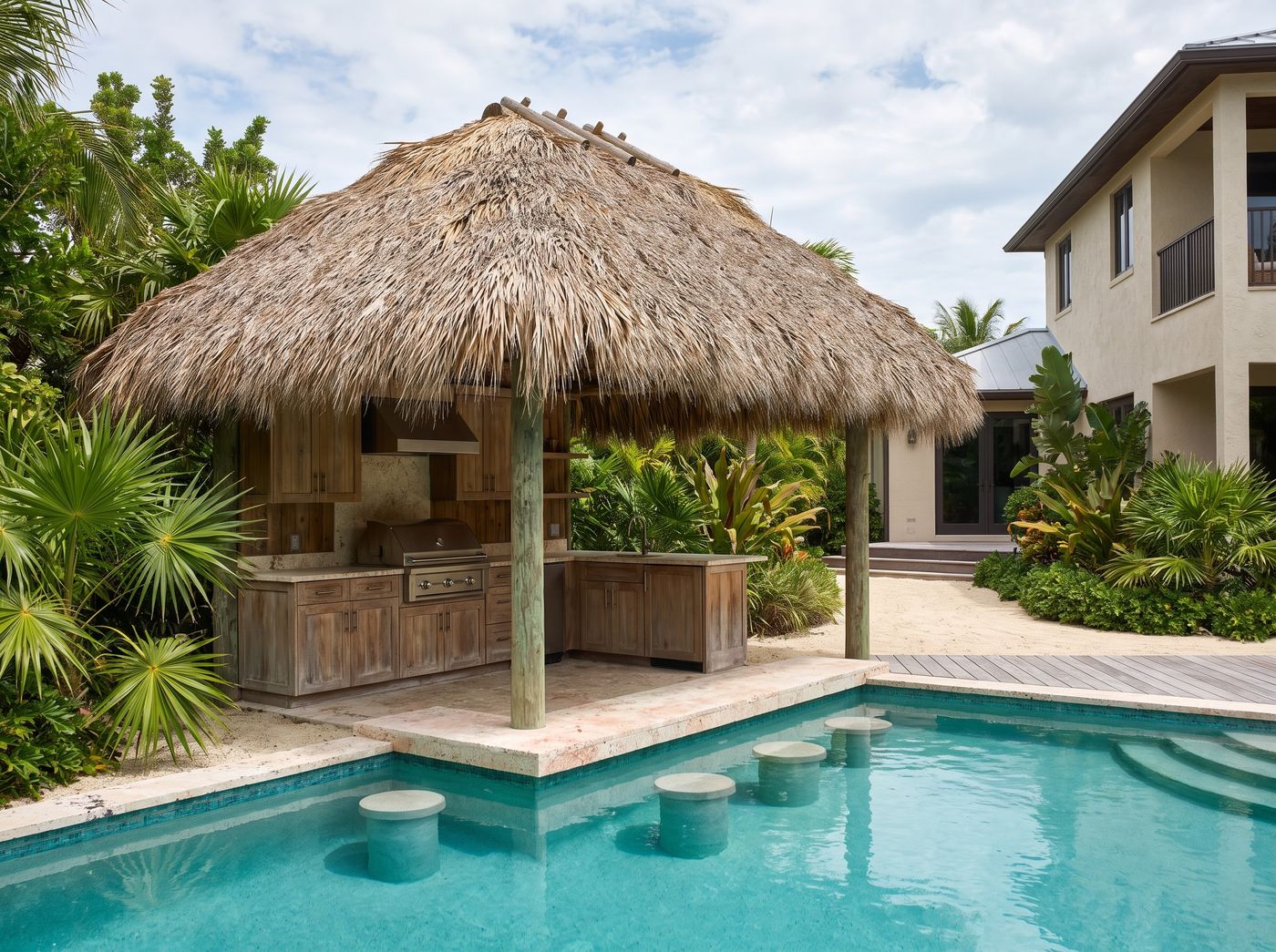 Thatched Cabana with Swim-Up Bar