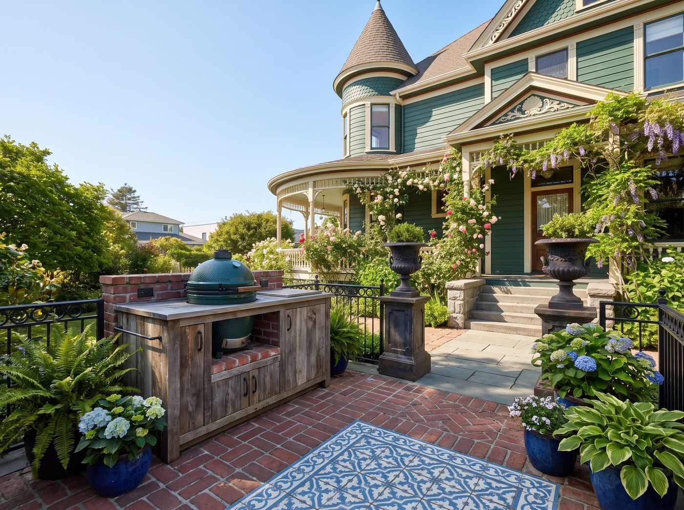 Victorian Patio with Kamado Grill Island