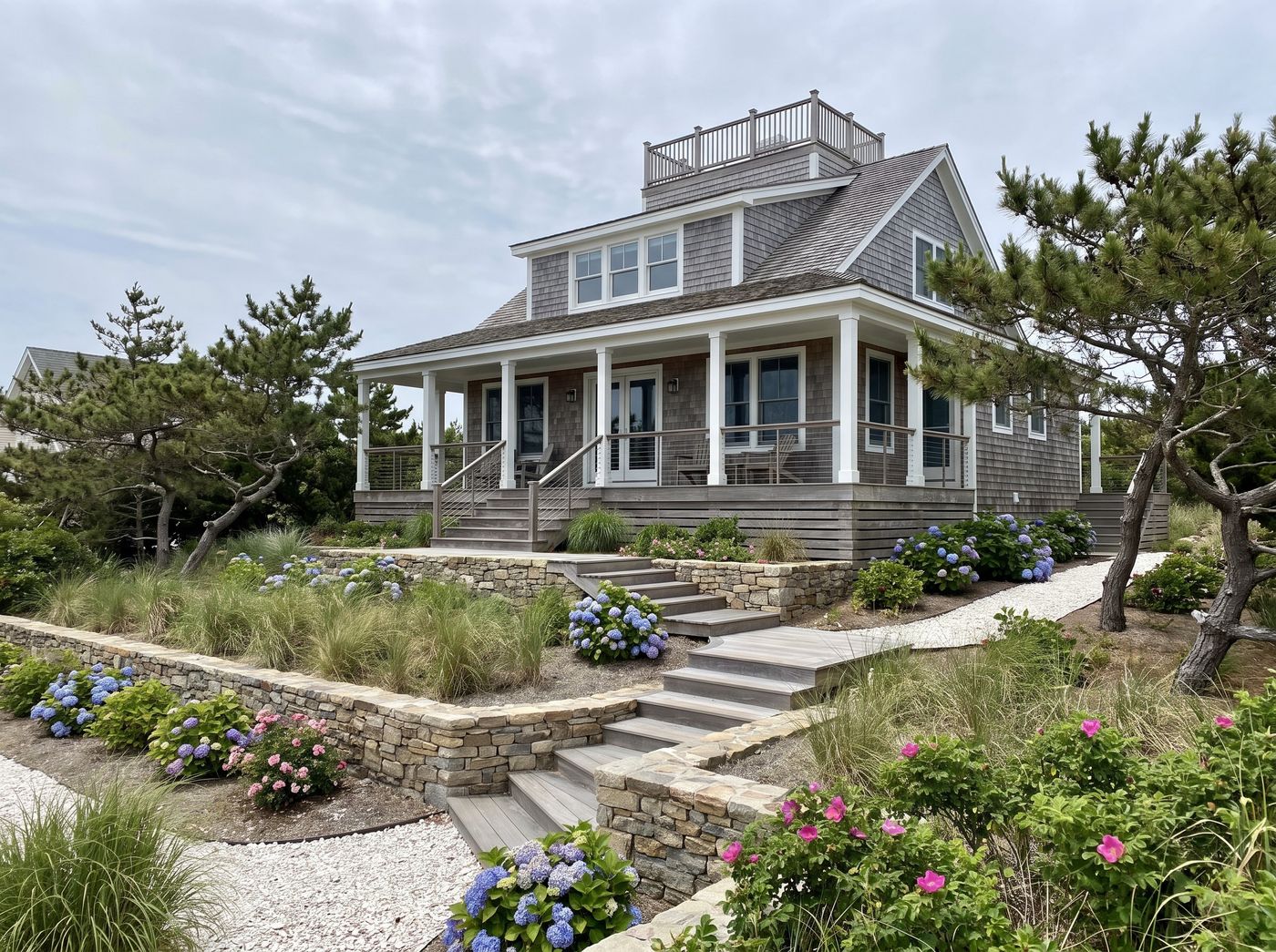 Coastal Beach House with Terraced Grounds