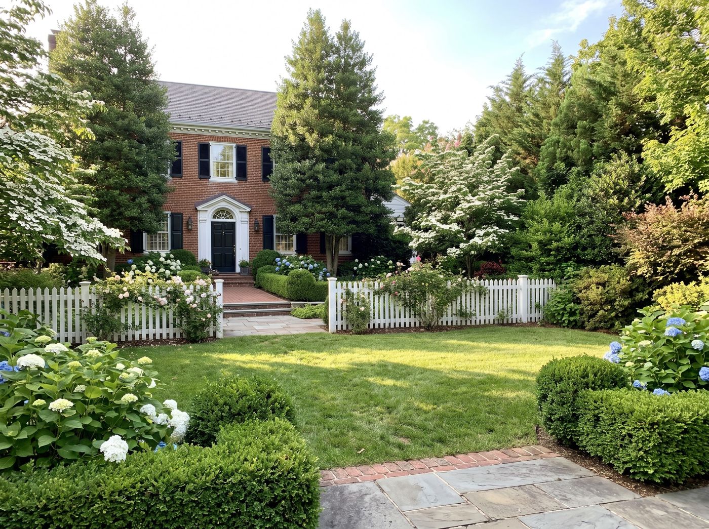 Colonial Garden with White Picket Fence