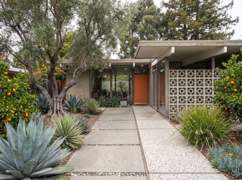 Concrete Path Beside Breeze Block Screen