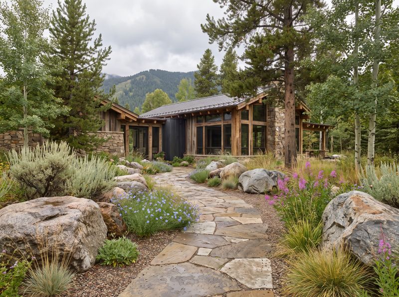 Curving Stone Path to Mountain Home