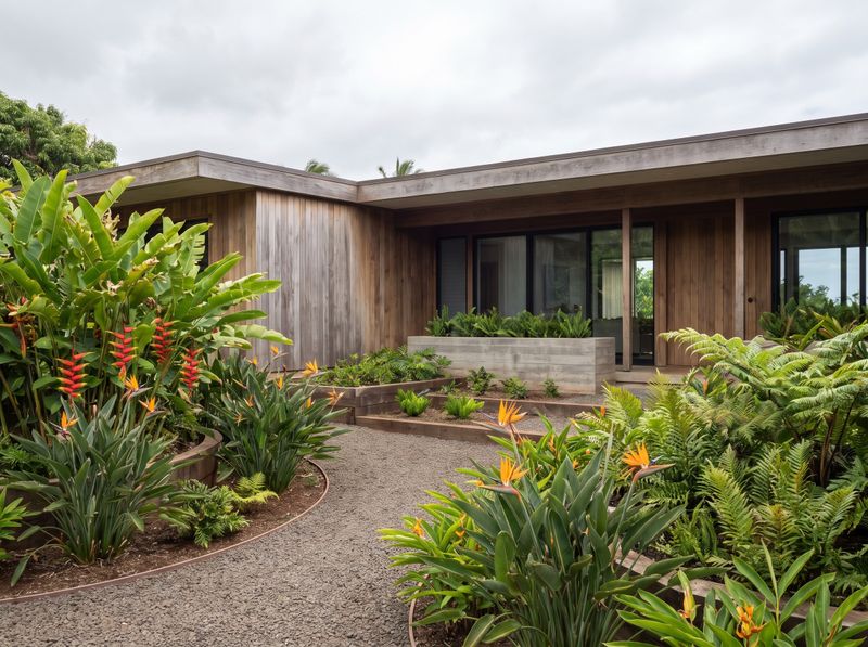 Gravel Walkway Through Lush Tropical Garden