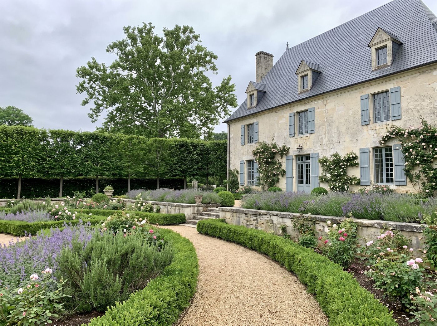 Limestone Manor with Lavender Garden Borders