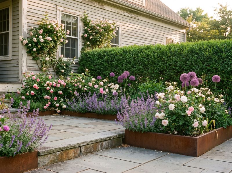 Lush Garden Beds with Steel Edging