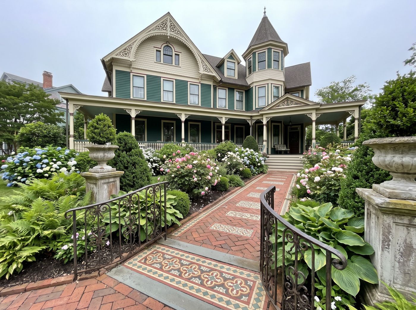 Patterned Tile Path to Victorian Home
