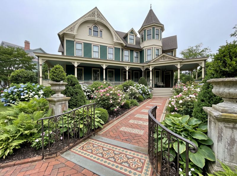 Patterned Tile Path to Victorian Home
