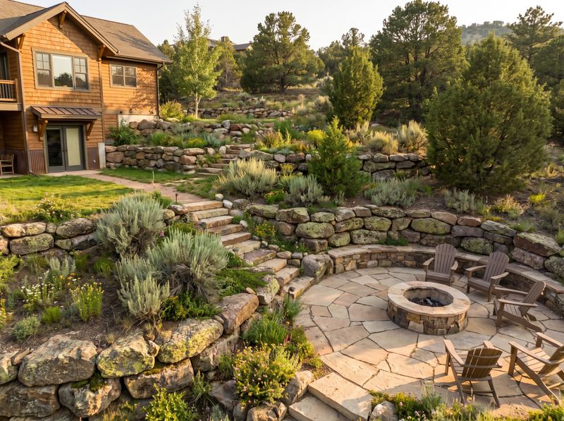 Terraced Hillside Patio with Fire Pit