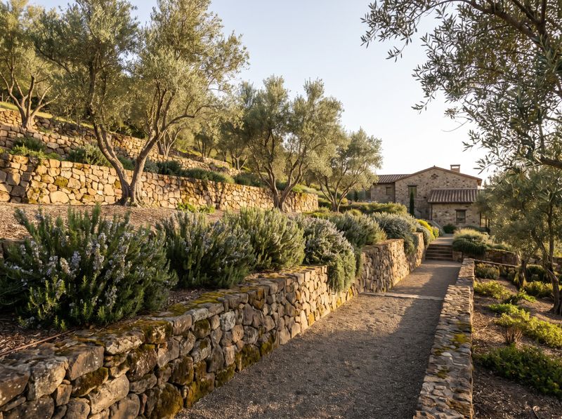 Terraced Hillside with Stone Retaining Walls