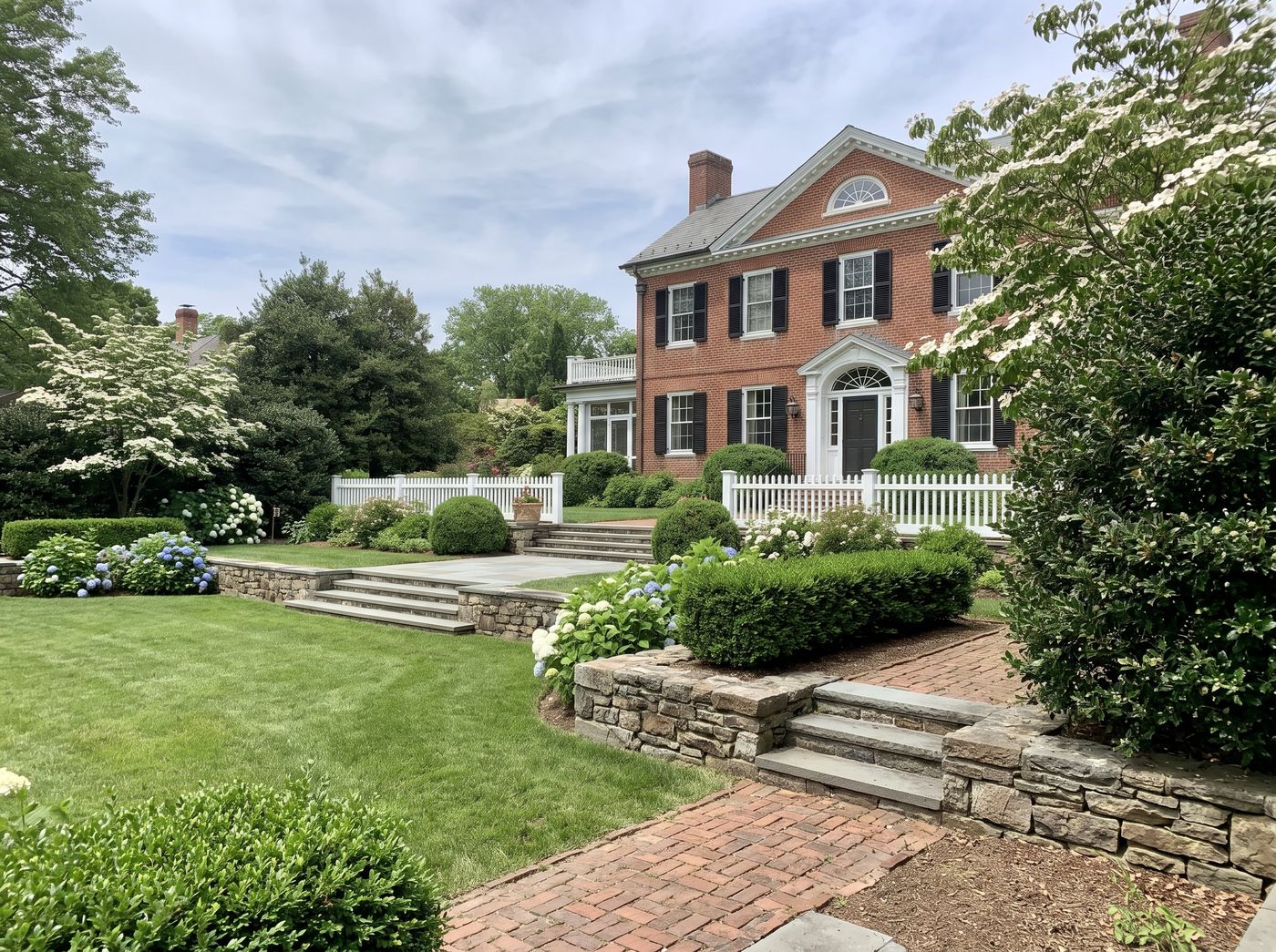 Terraced Lawn with Stone Retaining Walls