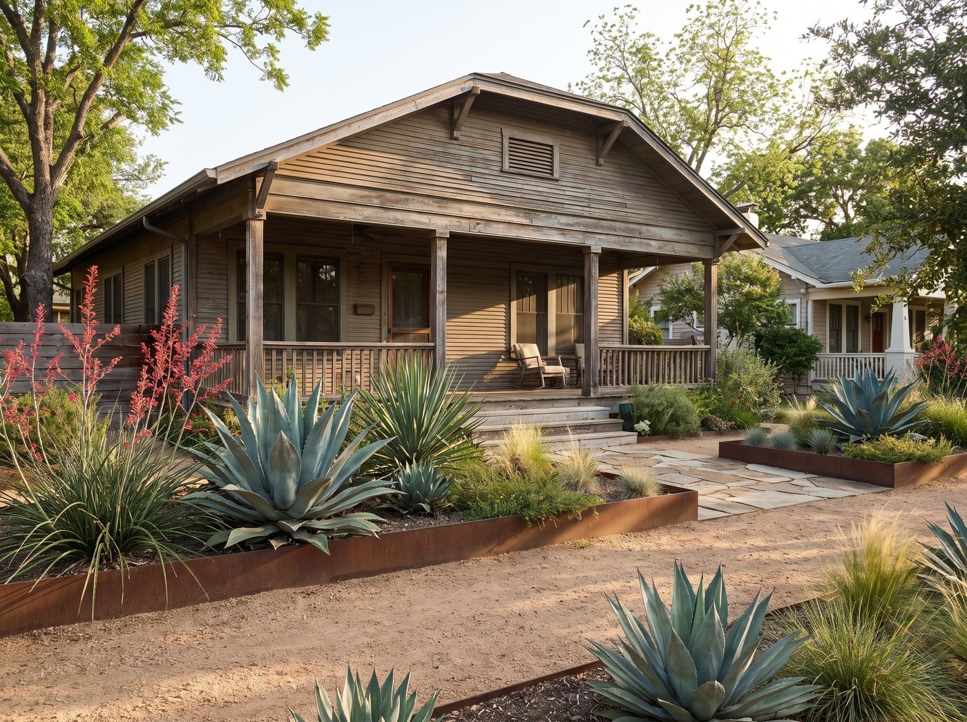 Xeriscape Front Yard with Agave Beds