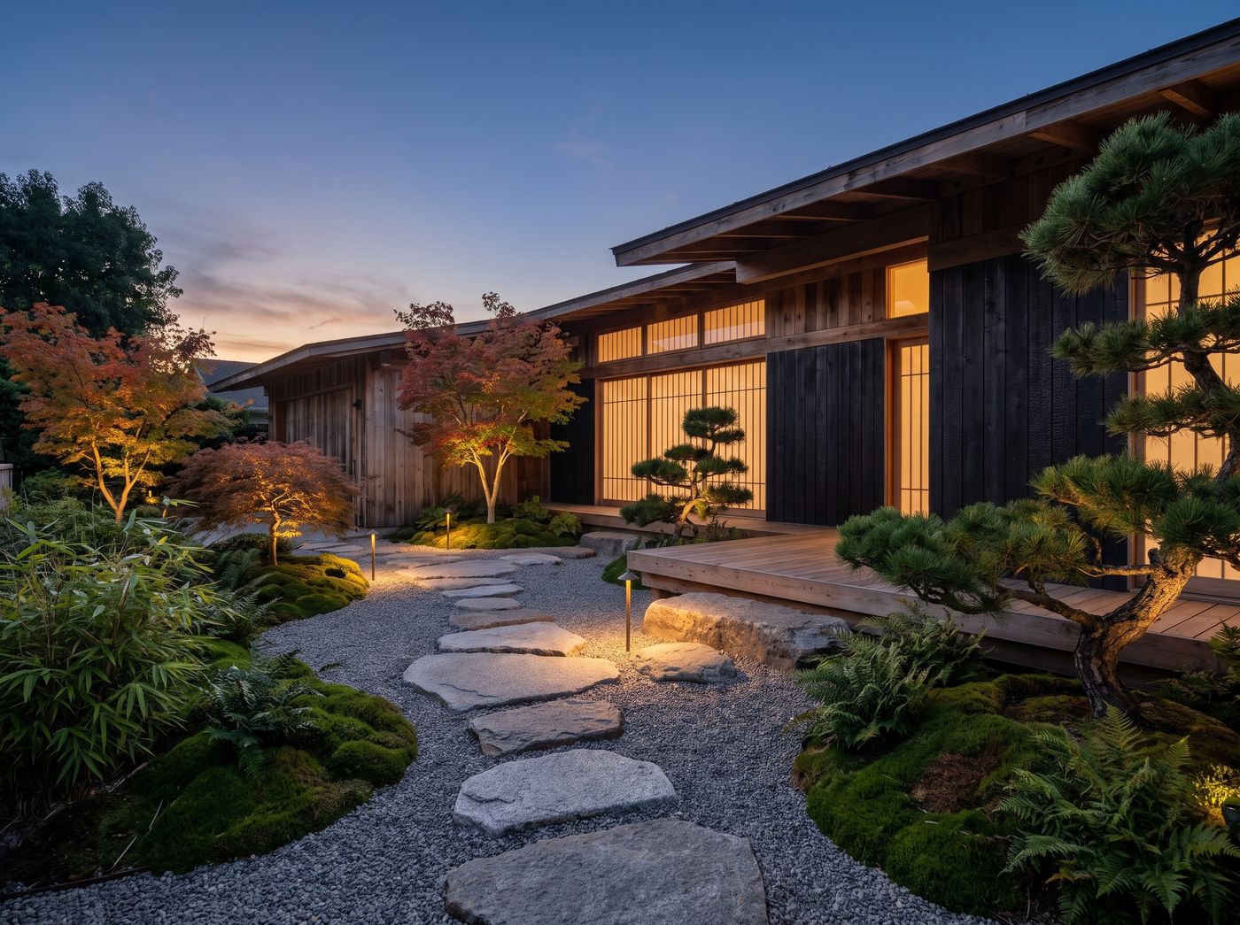 Zen Garden Walkway with Japanese Maples