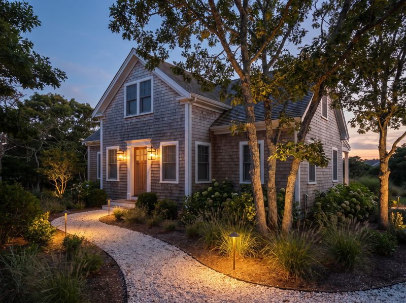 Cedar Shingle Façade with Illuminated Path