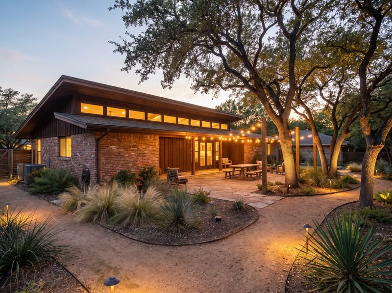 Flagstone Dining Terrace Under String Lights