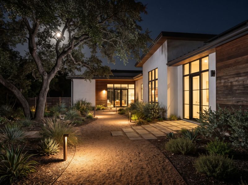 Gravel Walkway Guided by Sleek Bollards