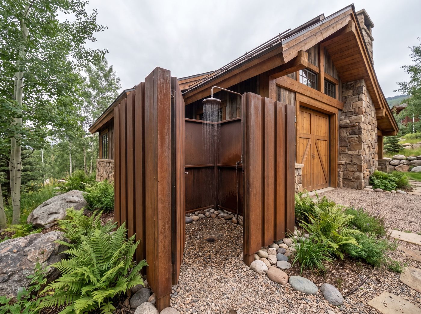 Corten Steel Outdoor Shower Enclosure