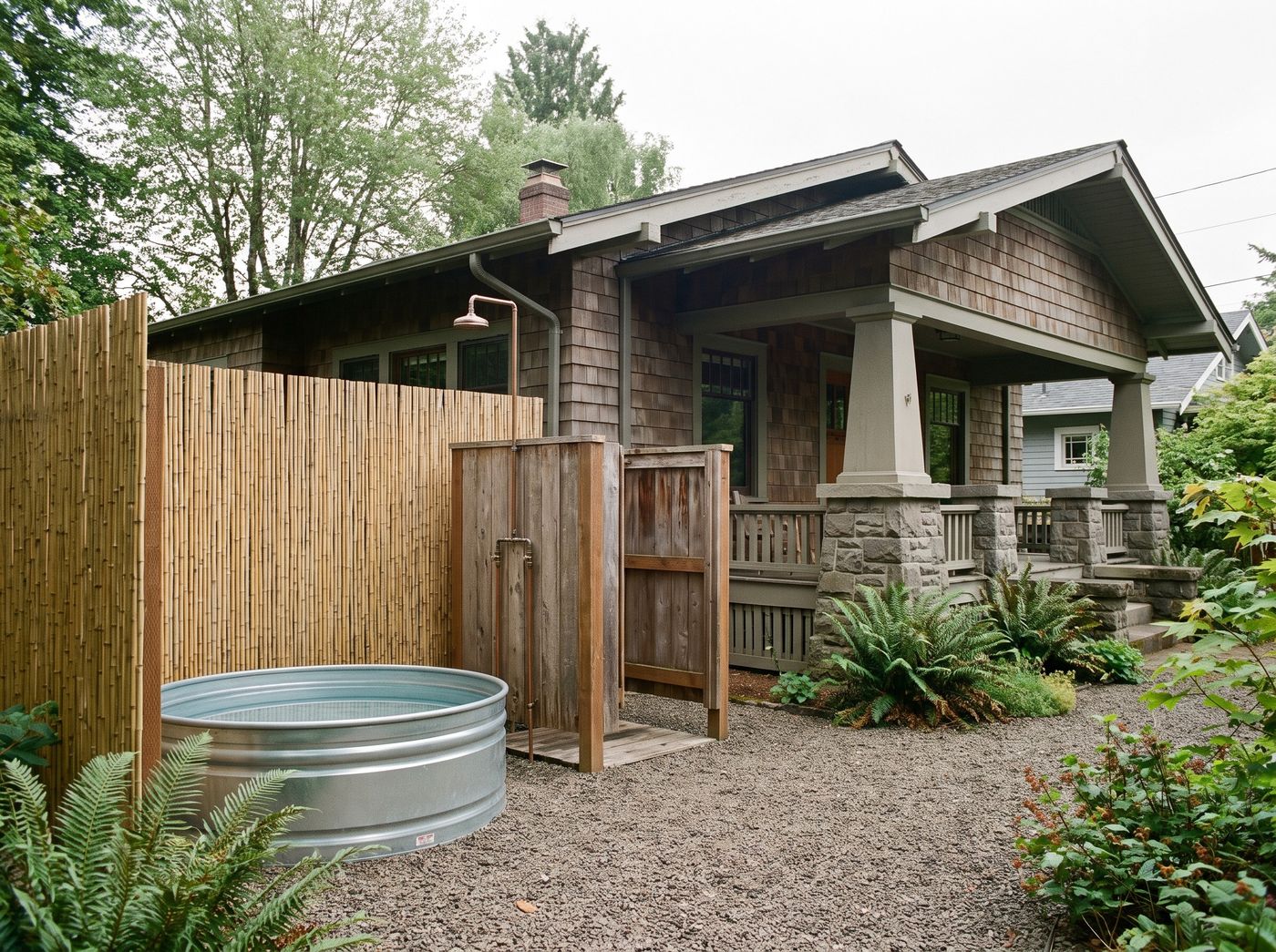 Outdoor Shower and Stock Tank Cold Plunge