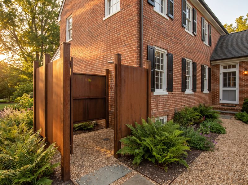 Outdoor Shower with Corten Screen Enclosure