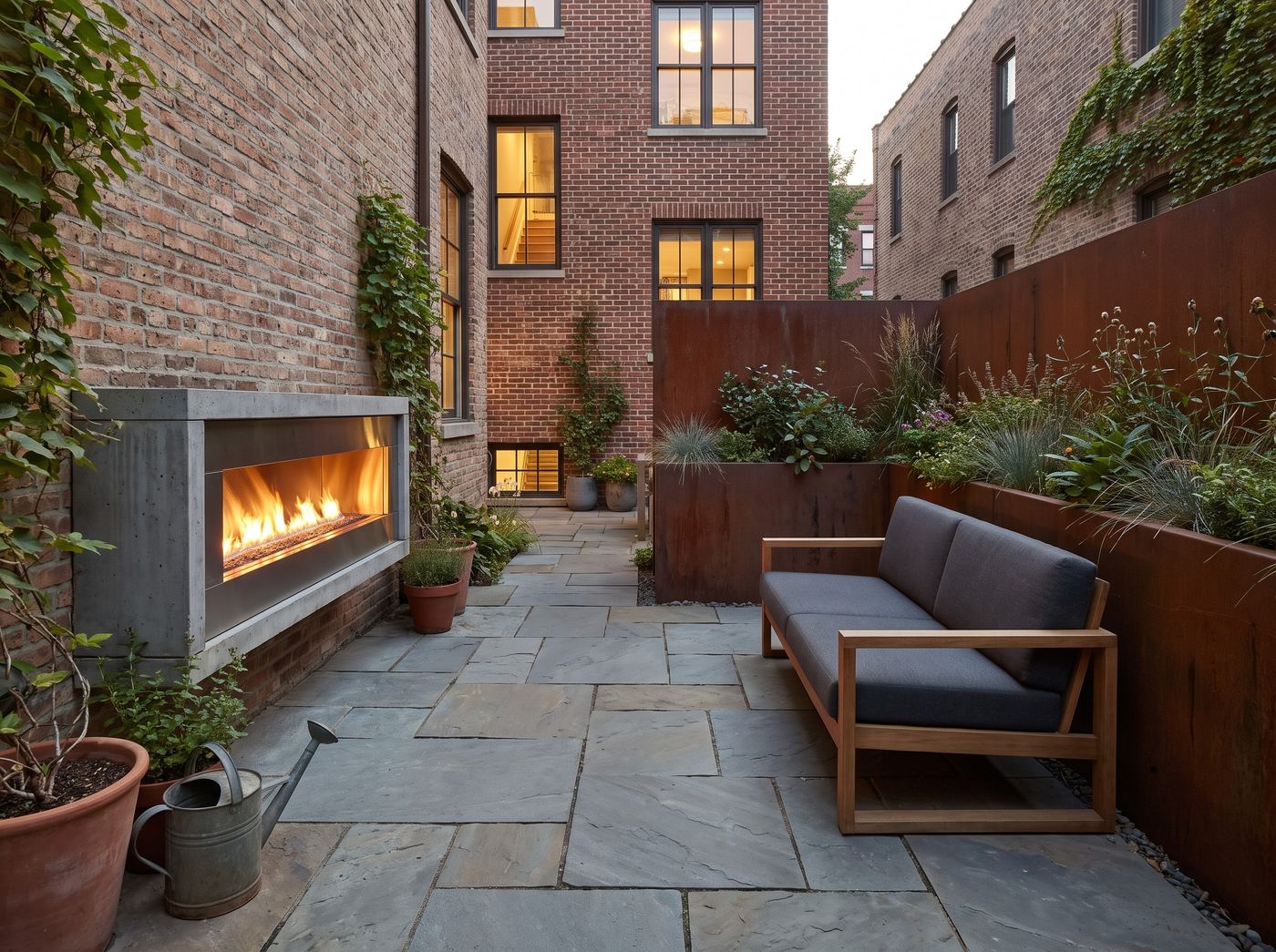 Bluestone Patio with Integrated Fire Feature