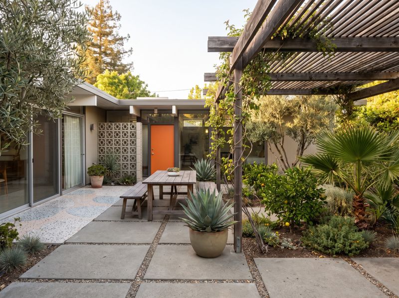 Breeze Block Patio with Dining Pergola