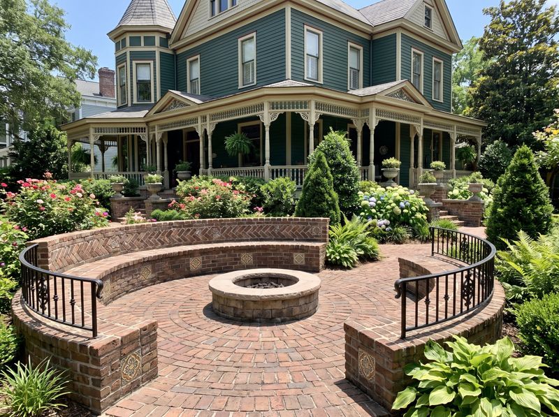 Brick Patio with Curved Seating Wall
