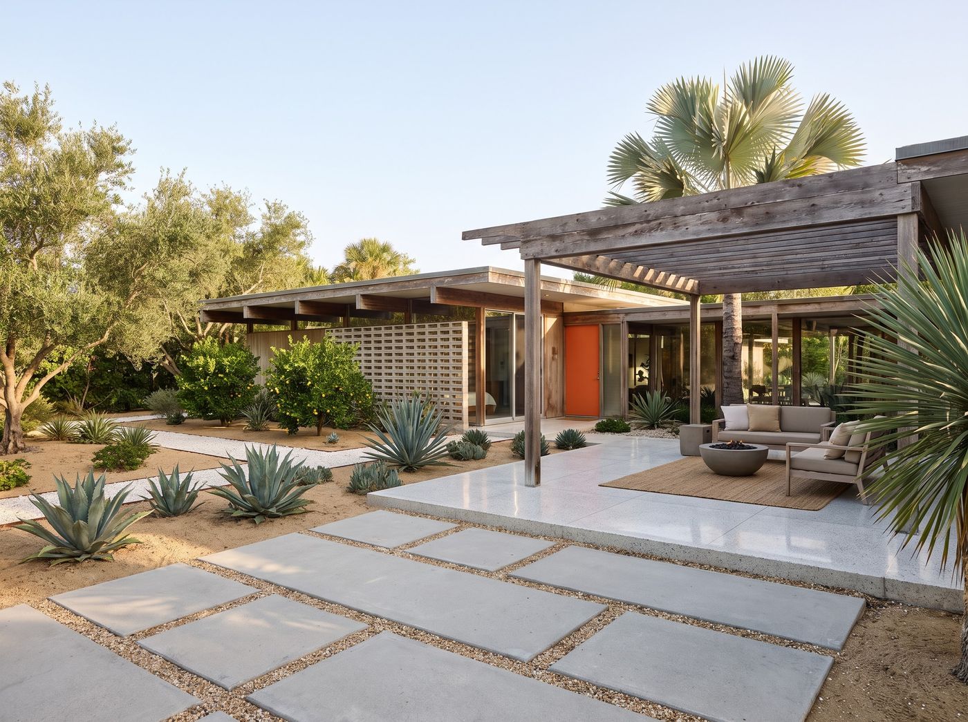 Concrete Paver Patio with Timber Pergola