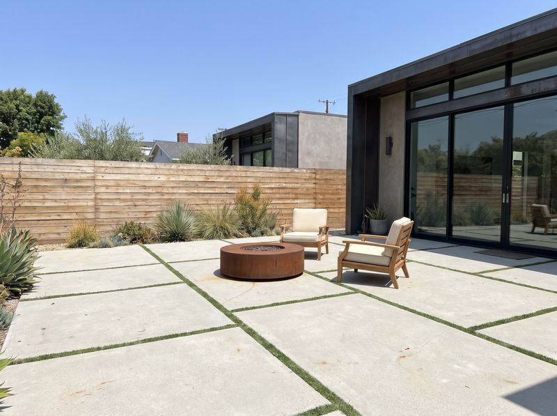 Concrete Slab Patio with Corten Fire Pit