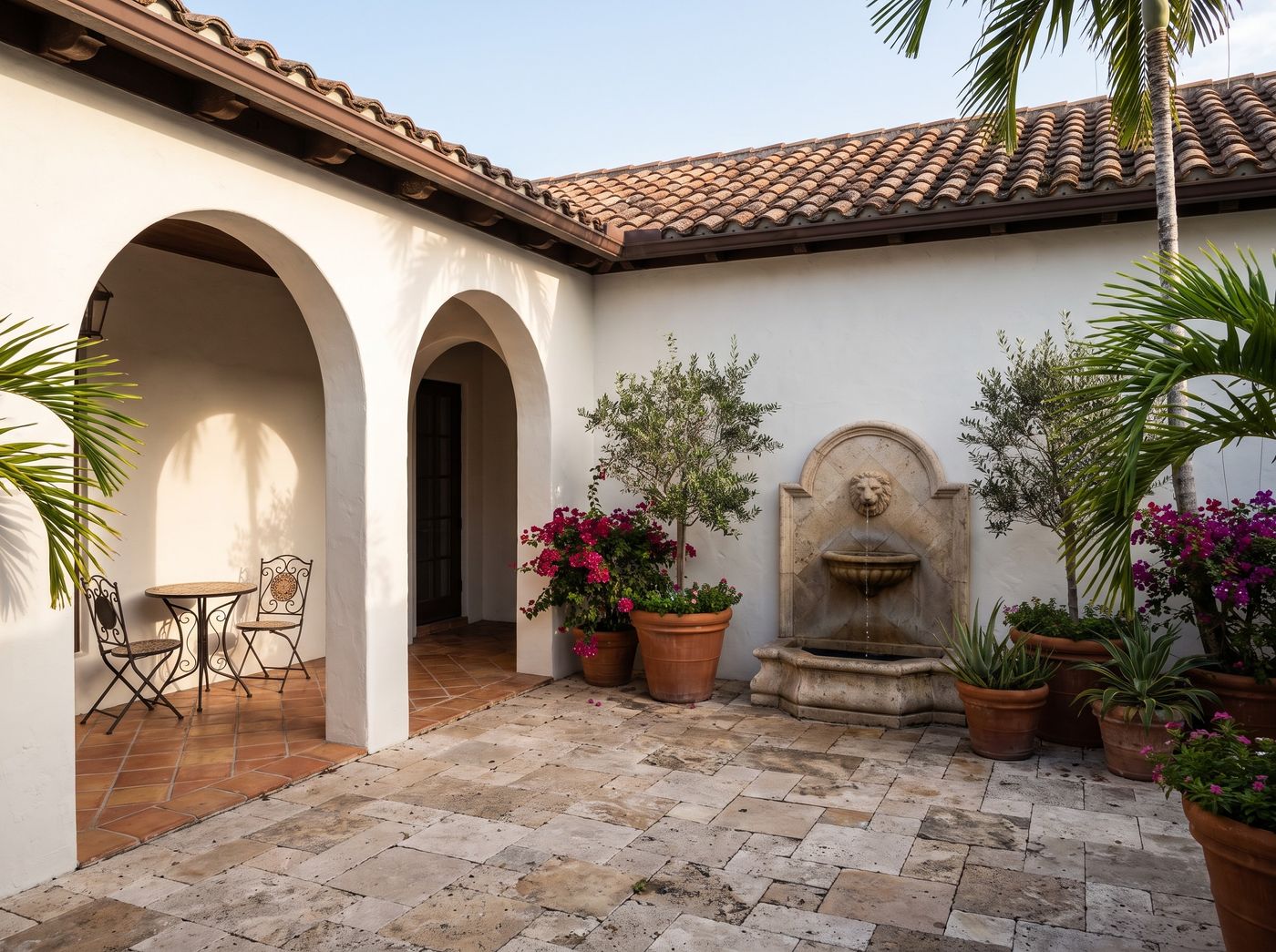 Courtyard Patio with Fountain and Arches