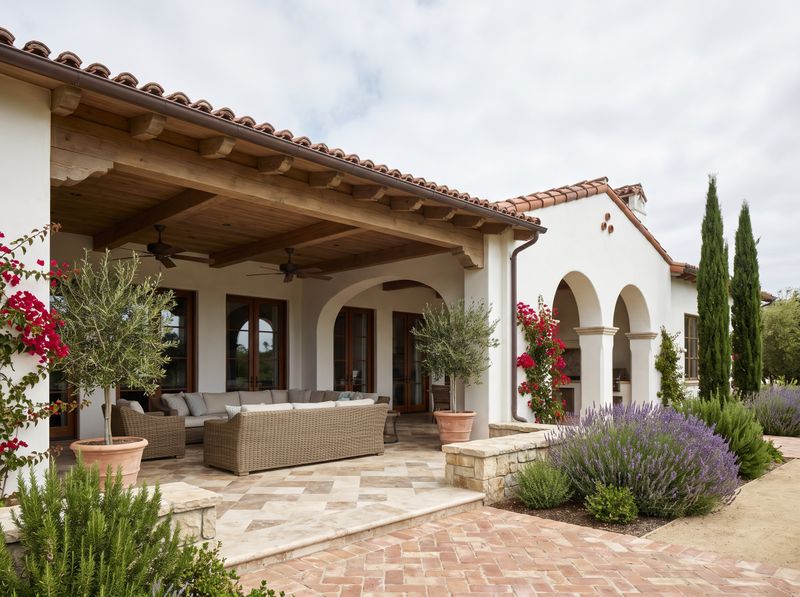 Covered Patio with Arches and Terracotta Roof
