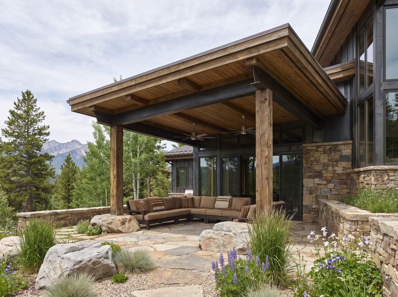Covered Timber Patio Facing Mountain Views