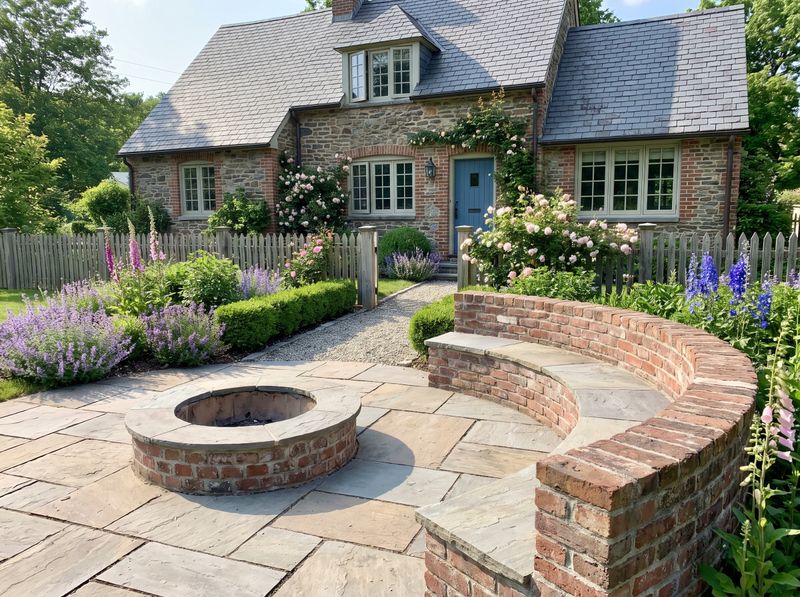Curved Brick Fire Pit and Patio