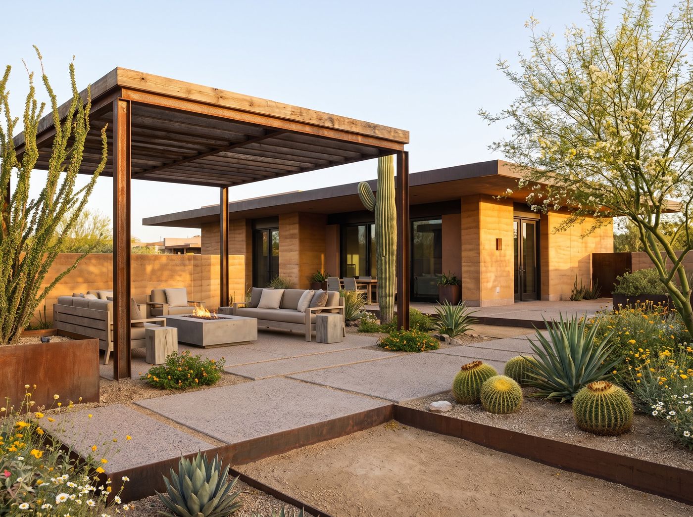 Desert Lounge with Timber Pergola