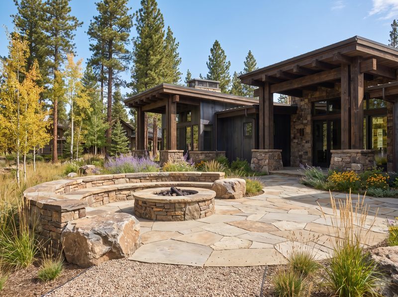 Flagstone Patio with Circular Fire Pit