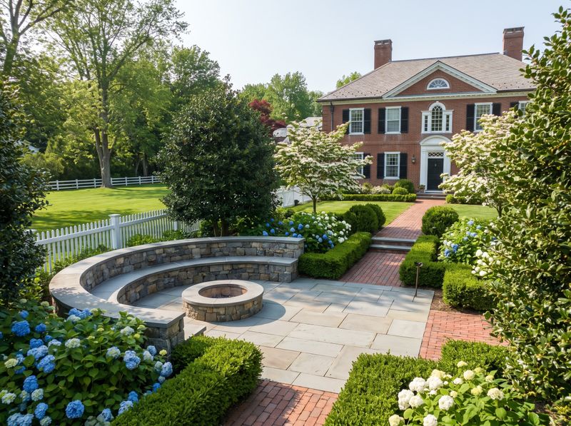 Flagstone Patio with Curved Seating Wall