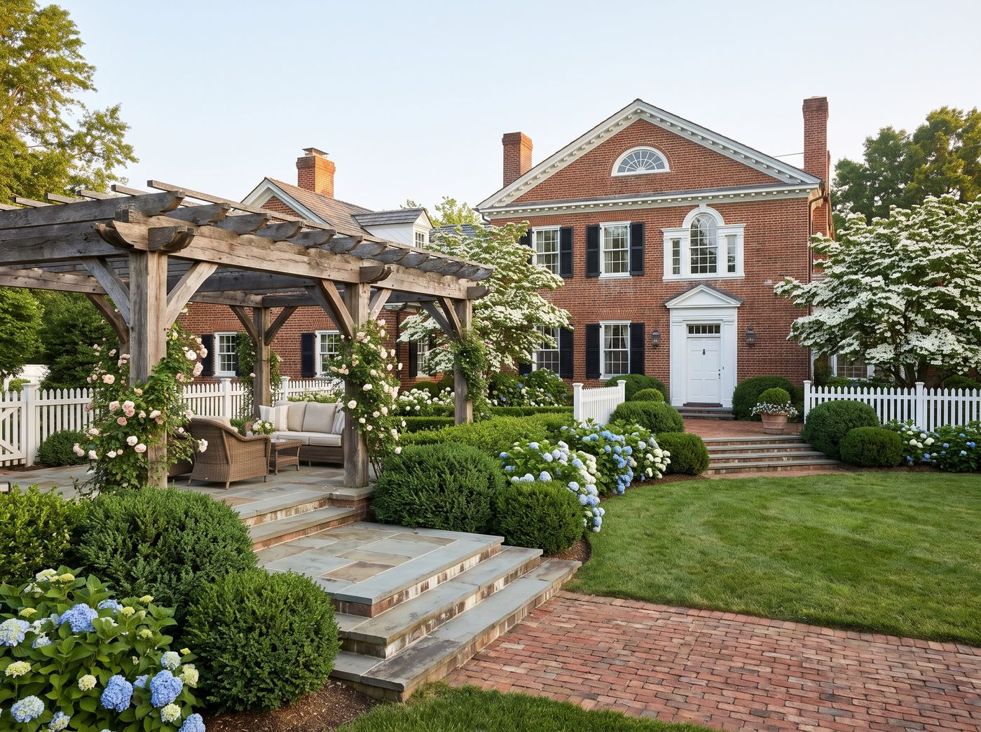 Stone Patio with Timber Pergola and Lounge