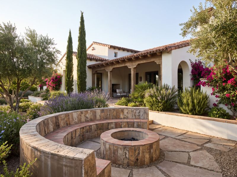 Sunken Fire Pit with Curved Seating Wall