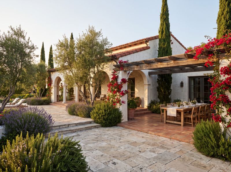 Terracotta Dining Patio Beneath Timber Pergola