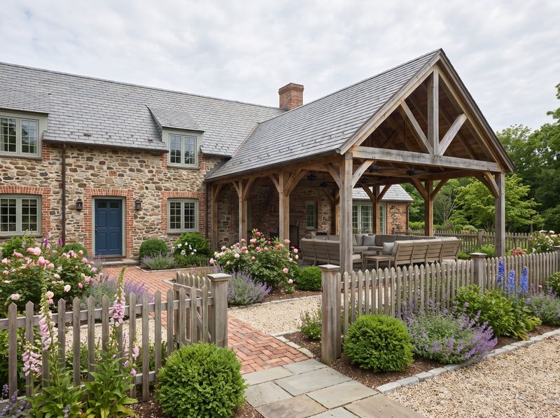 Timber Covered Patio with Cottage Garden