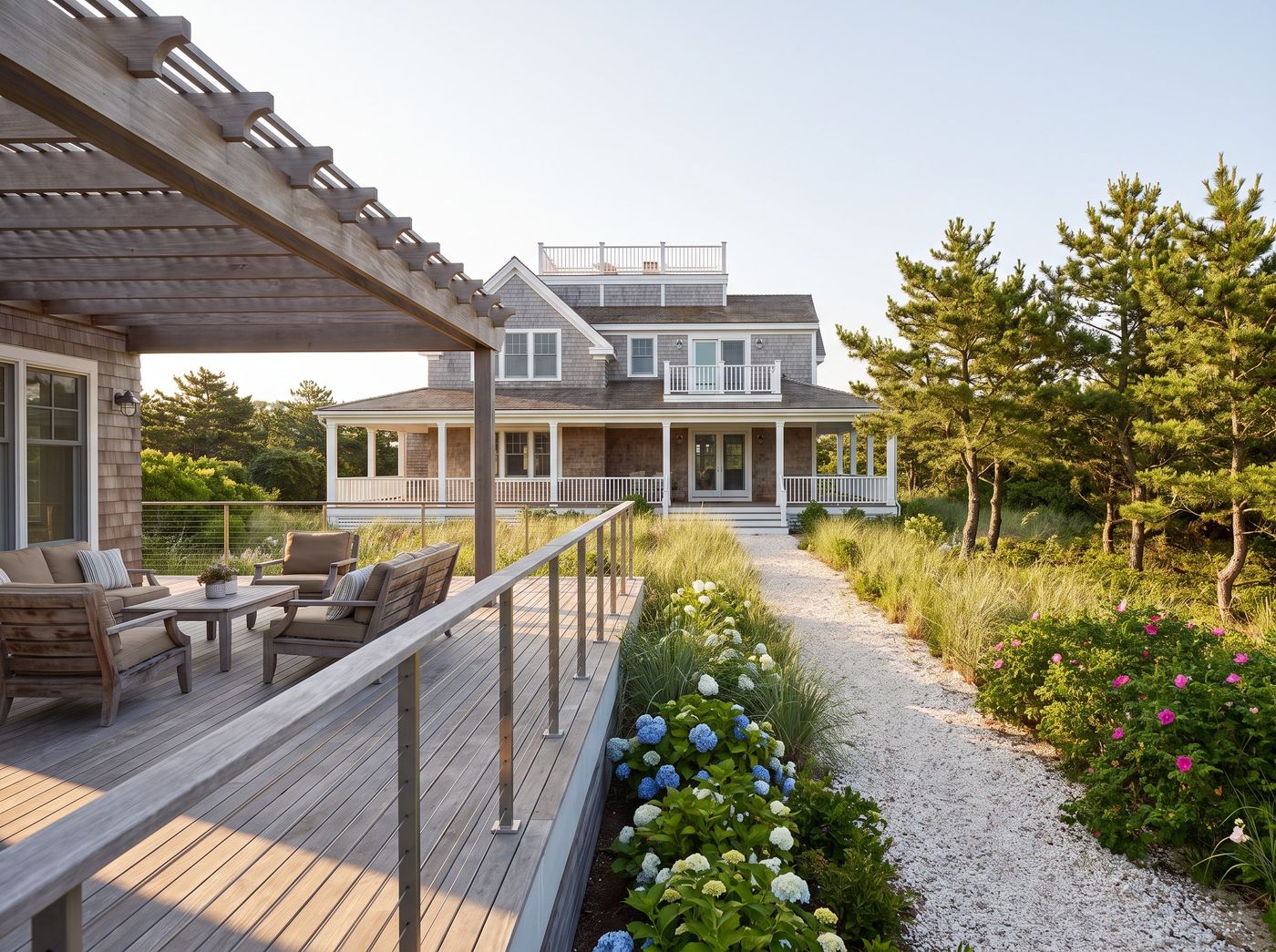 Weathered Timber Deck Under Pergola