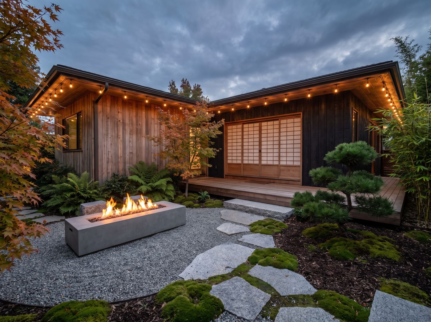 Zen Patio with Modern Fire Table