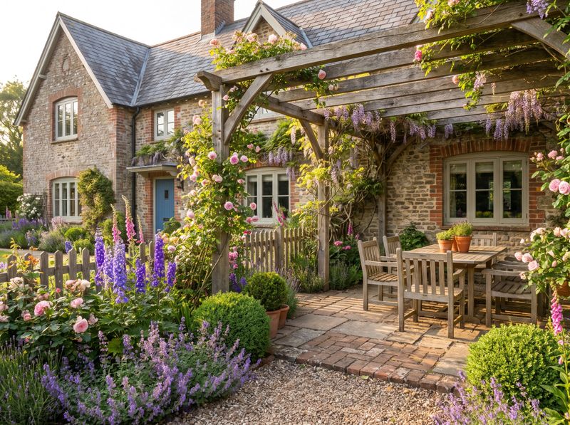 Attached Timber Pergola with Garden Dining